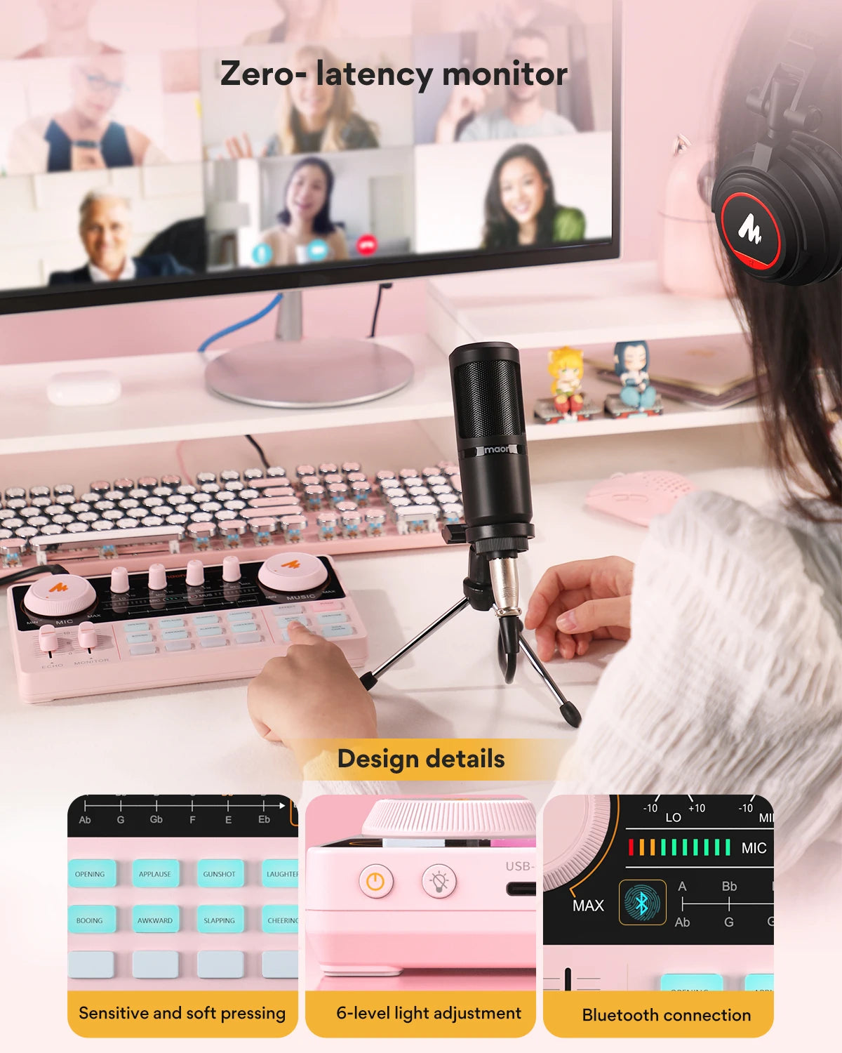 Maono AM200-S1 Sound Card Microphone Set MaonoCaster Audio Interface with Mic for PC\Phone,Live Streaming,Recording,Youtube