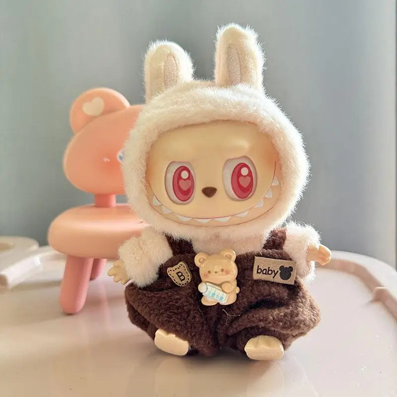 17cm Mini Plush Doll'S Clothes Outfit Accessories For Korea Kpop Exo Labubu I II Idol Dolls Sitting Party overalls Clothing Gift