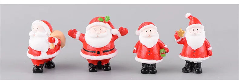 New Christmas Gift Figurines Miniature Santa Claus Snowman Micro Landscape Ornaments For Home Decorations Kawaii Desk Decor Room