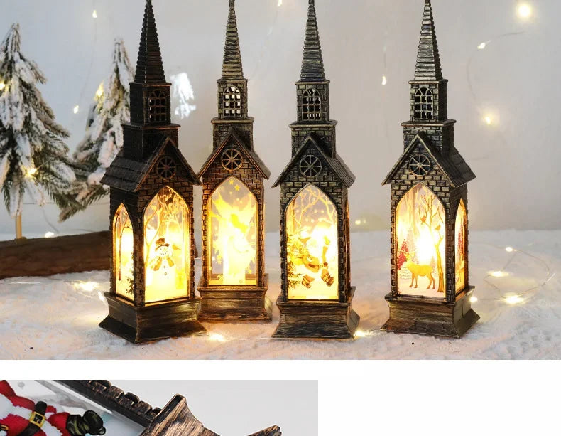 Christmas Light Up Church Decorative Battery Operated Lantern Ornament Light Up Holiday Ornaments Christmas Decorations for Kids