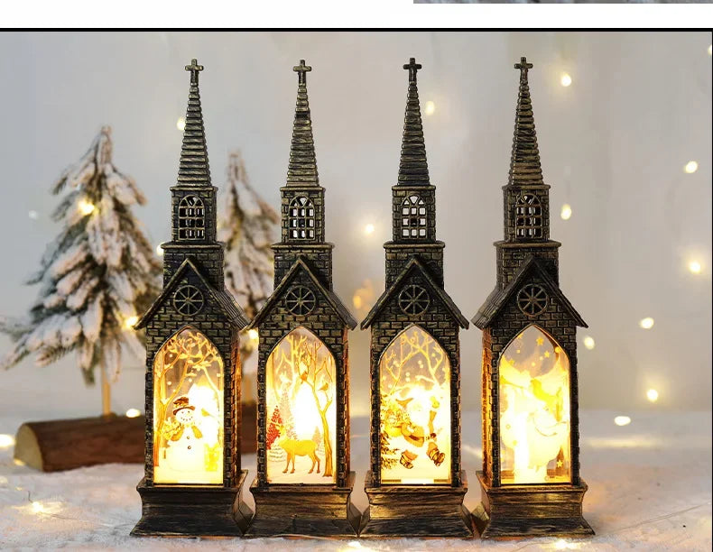 Christmas Light Up Church Decorative Battery Operated Lantern Ornament Light Up Holiday Ornaments Christmas Decorations for Kids