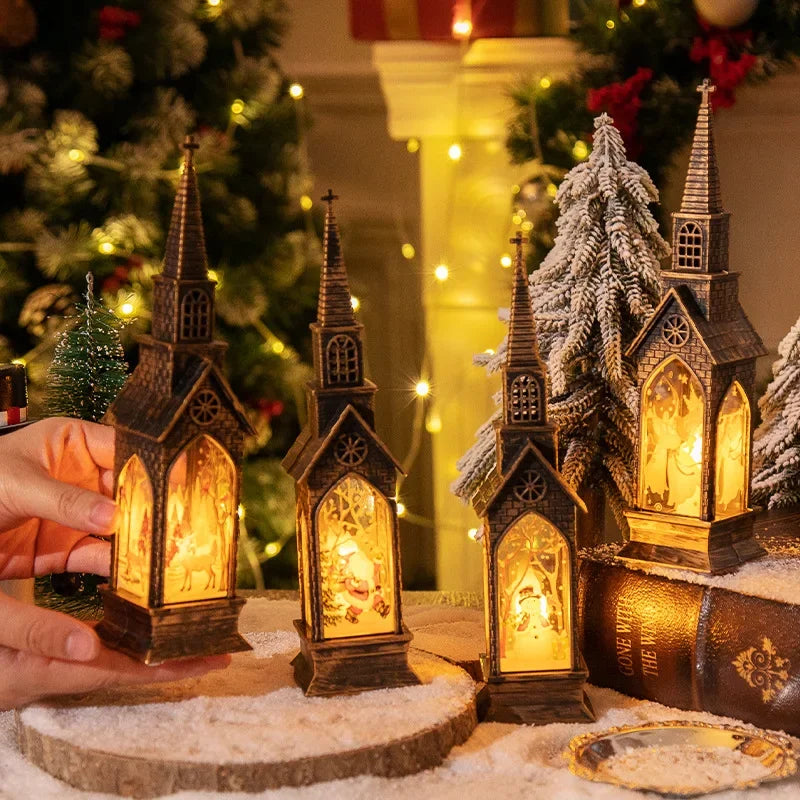 Christmas Light Up Church Decorative Battery Operated Lantern Ornament Light Up Holiday Ornaments Christmas Decorations for Kids