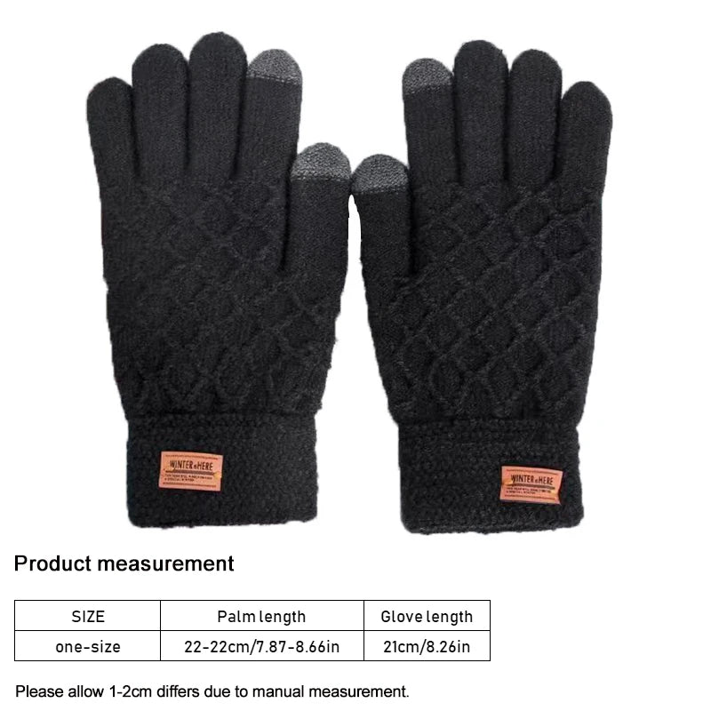 Autumn Winter Version of The Touch Screen Knitted Wool Plus Velvet Thickening Outdoor Riding Gloves for Men Accessories Gifts