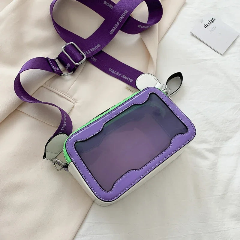 Summer Transparent Jelly Bag Trend Women's Clear PVC Crossbody Bag Candy Color Ladies Wide Shoulder Strap Messenger Beach Bag