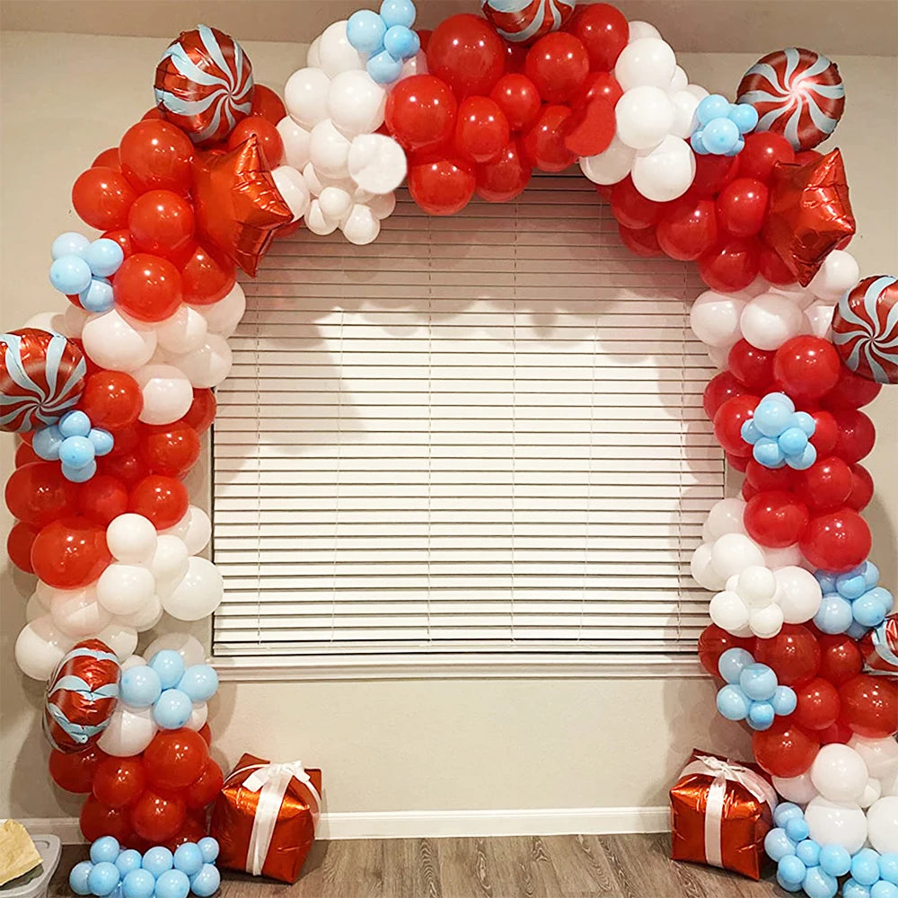 Christmas Balloon Garland Arch Matte  Blloon Red Blue White Balloons Arch Set Merry Christmas Decoration Gifts New Year Balloon