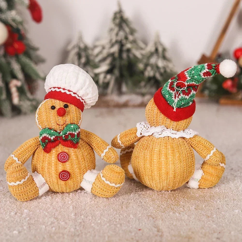 1PC Gingerbread Doll Plush Christmas Tree Pendant For Gingerbread Man Xmas Tree Hanging Ornament Indoor Pendant Decoration