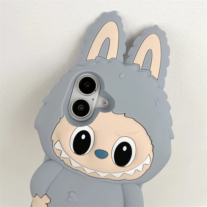 For iPhone 16 promax 15 14 Plus 13 12 Pro Max Phone Case 3D Labubu Cute New Cartoon Kawaii Soft Silicone iphone 16Pro Cover