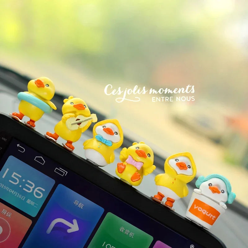 Anime Figure Swing Duck Model Decor Little Yellow Duck Auto Rearview Mirror Hanging Pendant Cute Car Ornaments Accessories Gifts