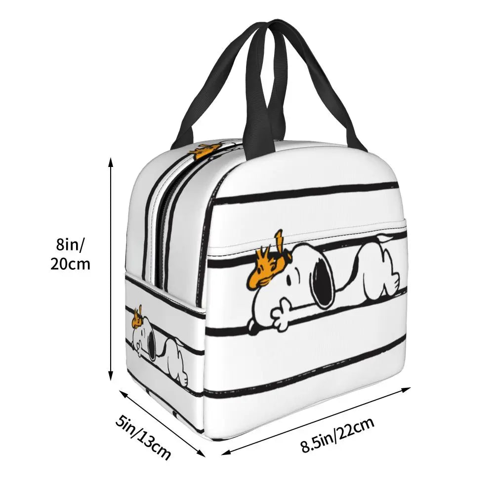 Custom Funny Cartoon Snoopy Lunch Box Waterproof Thermal Cooler Food Insulated Lunch Bag Kids For Kids Portable Picnic Tote Bags