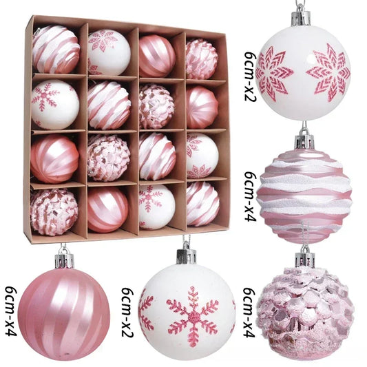 2023 New 16pcs 6cm Colorful Christmas Balls Ornaments Christmas Tree Party Pendant Decoration Christmas Spheres New Year Gift