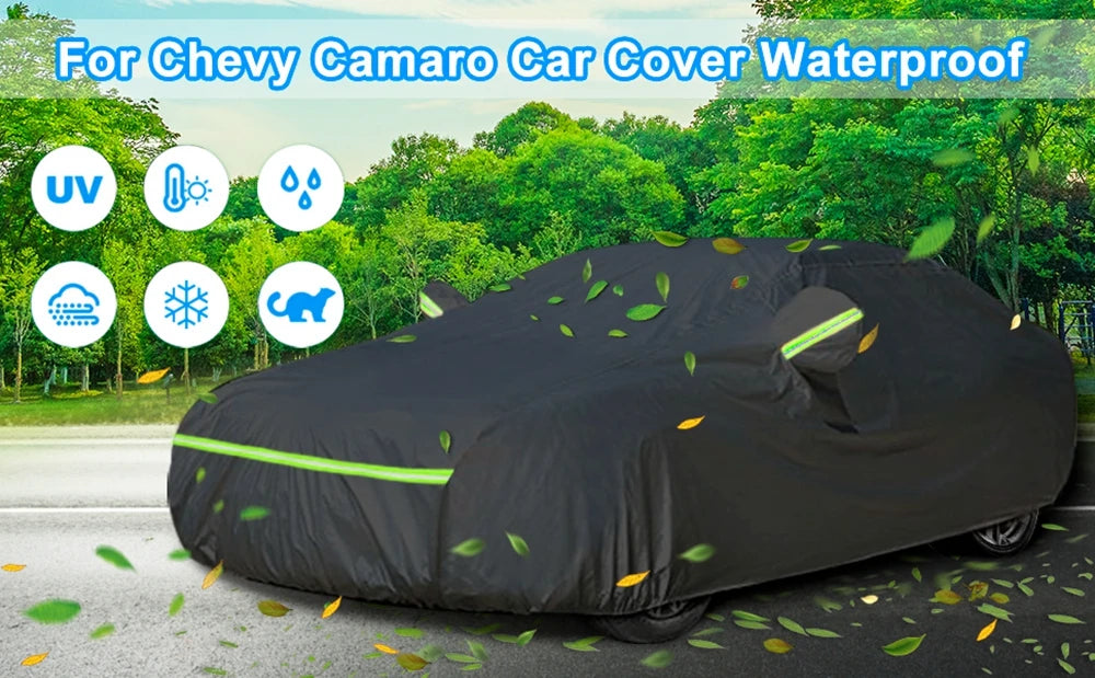 Full Car Cover All Weather Outdoor Car Covers with Zipper Windproof Heavy Duty Waterproof Protection for 2010-2023 Chevy Camaro