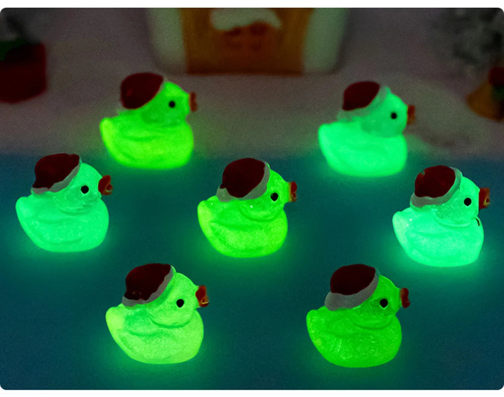 Luminous Micro Landscape Christmas Duck Ornaments DIY Resin Garden Decoration Outdoor Patio Lawn Yard Garden Accessories