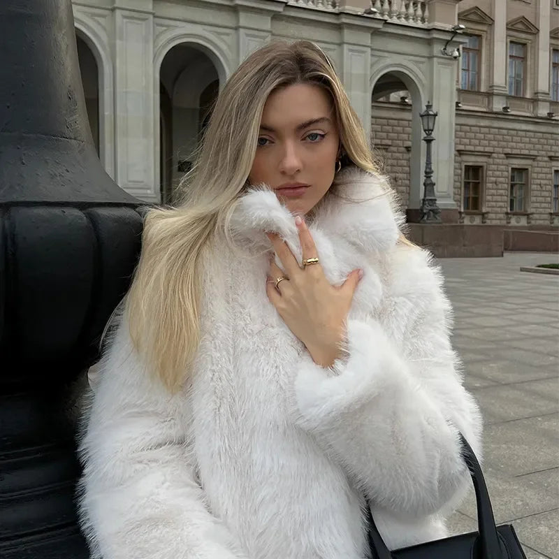 Luxury Brand Eco-coat Exclusive Fluffy Furry Faux Fur Women Winter Jacket Shaggy Thick Warm Premium Long Coat Festival Overcoats