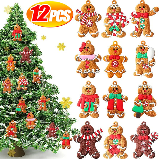 12/6PCS Gingerbread Christmas Pendant Xmas Tree Drop Ornament Kids Toys Gift Xmas New Year Decor Noel Decoration For Home