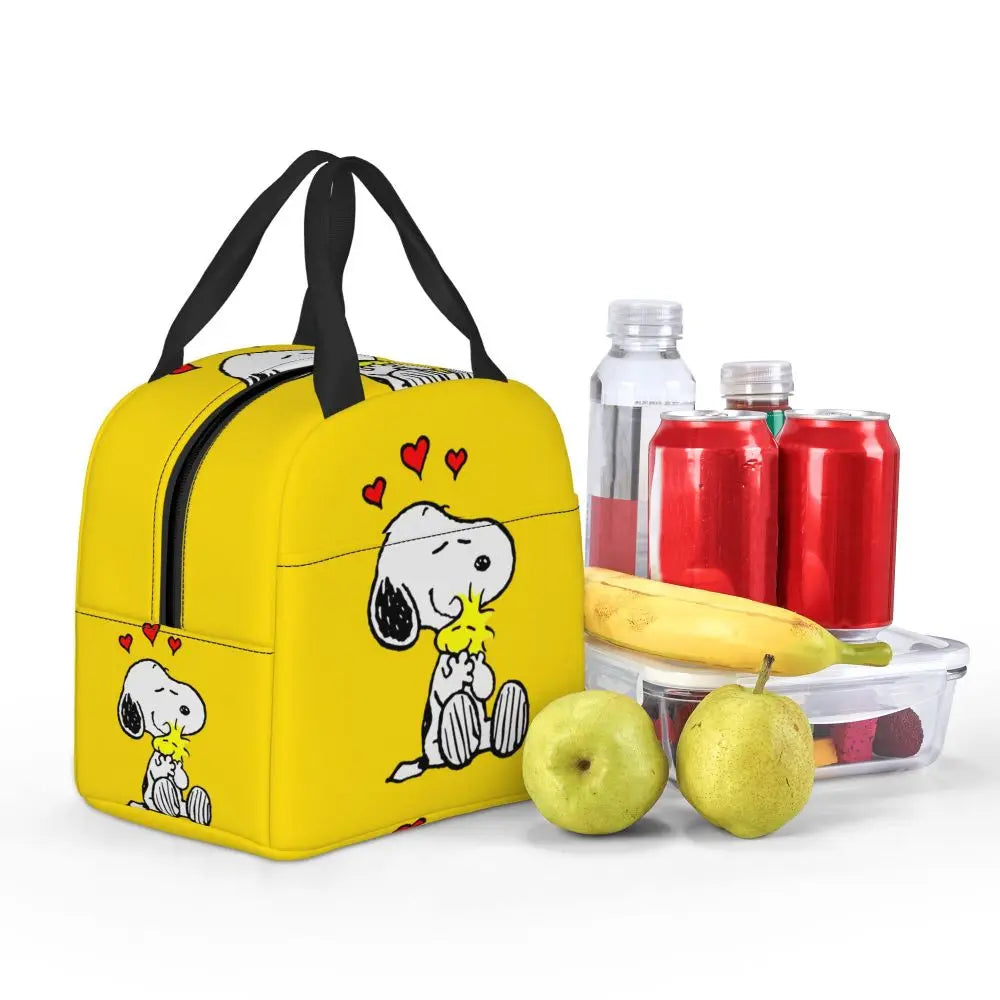 Custom Funny Cartoon Snoopy Lunch Box Waterproof Thermal Cooler Food Insulated Lunch Bag Kids For Kids Portable Picnic Tote Bags