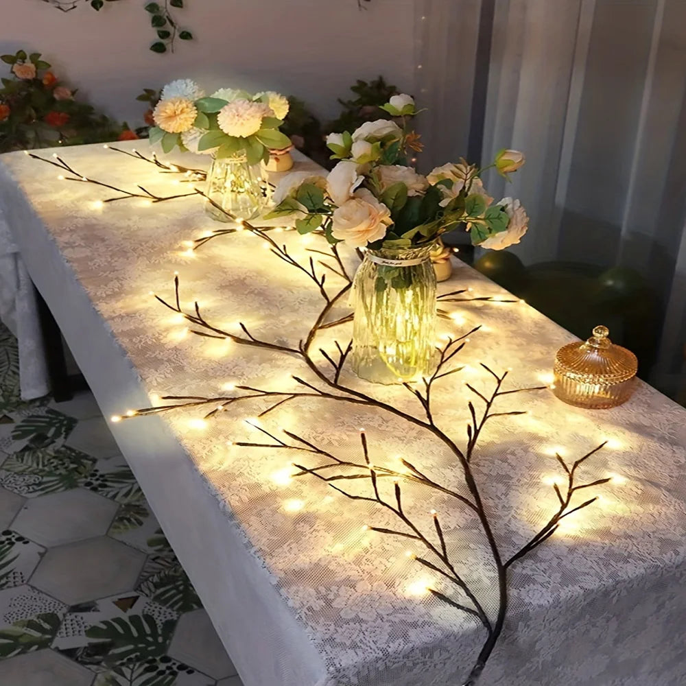 USB Flexible Willow Vine Light Home Wedding Decorations DIY Rattan Tree Luminous Branch Light Wall Fireplace Party Bedroom