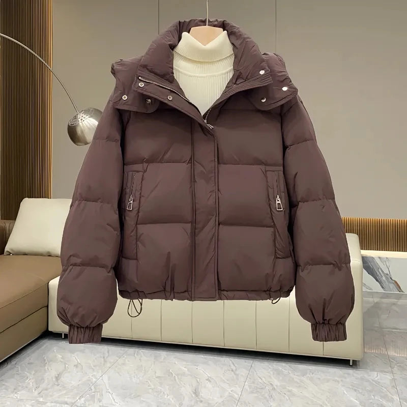 Korean Winter Jacket Women Parkas 2024 New Short Hooded Cotton Padded Jacket Casual Warm  Parka Female Outwear Ladies Top