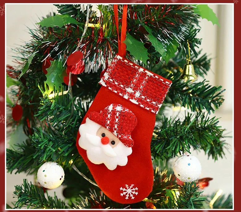 2pcs 2023 New Christmas Decoration Socks Cartoon Santa Claus Fawn Snowmen Socks Christmas Tree Hanging Ornaments Home Decoration