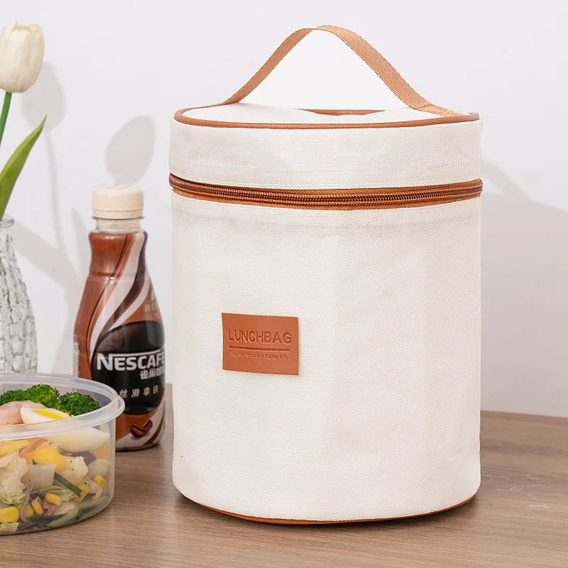 4 Shapes Beige Simple Lunch Bags Girls Large-capacity Japanese Bentro Bag Insulated Thermal Portable for Travel Picnic