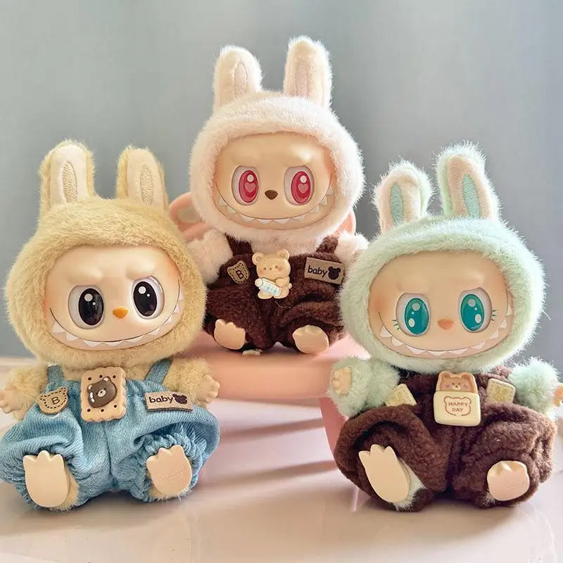 17cm Mini Plush Doll'S Clothes Outfit Accessories For Korea Kpop Exo Labubu I II Idol Dolls Sitting Party overalls Clothing Gift