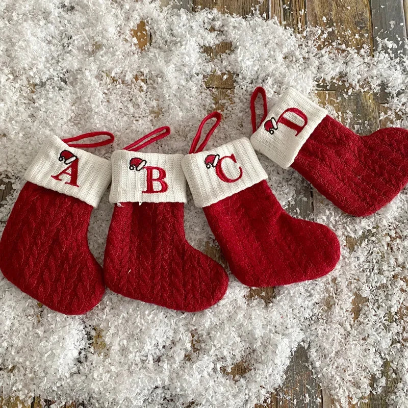 Christmas Alphabet Knitting Socks Christmas Tree Ornaments Christmas Decorations For Home 2024 Noel New Year 2025 Xmas Gift2