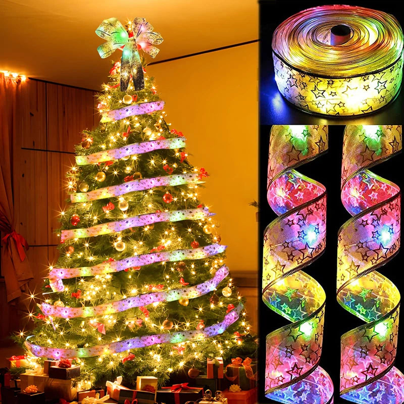 1/3/5/10M LED Christmas Tree Fairy Ribbon Lights String Navidad natal Christmas decoration 2023 home decor ornament accessories