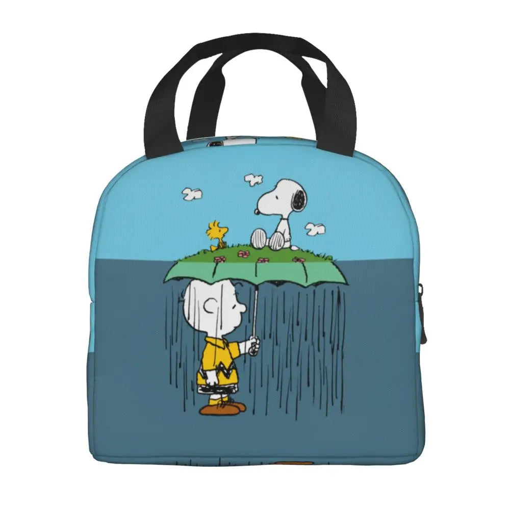 Custom Funny Cartoon Snoopy Lunch Box Waterproof Thermal Cooler Food Insulated Lunch Bag Kids For Kids Portable Picnic Tote Bags