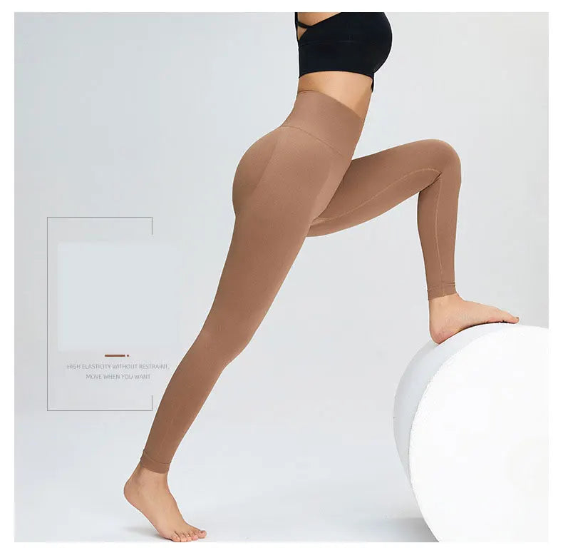 Seamless High Waist Nude Yoga Pants Women's Honey Peach Hip Lifting Tight Fitness Pants Quick Dried Exercise Push Up Yoga Pants