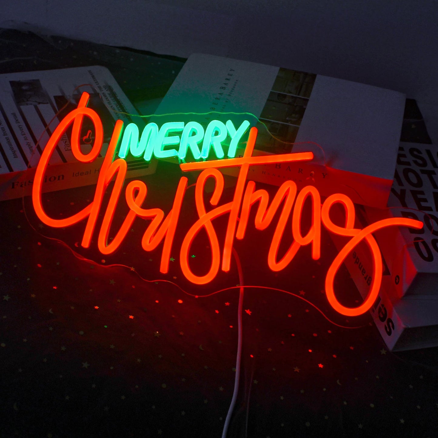 Merry Christmas Neon Sign Red Green LED Lights With Small Decor Dimmable Room Decoration For Festival Home Party Wall Lamp Signs