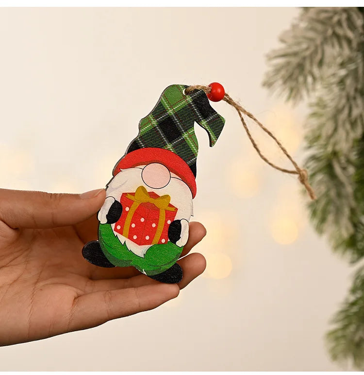 Merry Christmas Gnome Wooden Pendant Christmas Decorations For Home 2022 Cristmas Ornament Xmas Navidad Happy New Year 2023