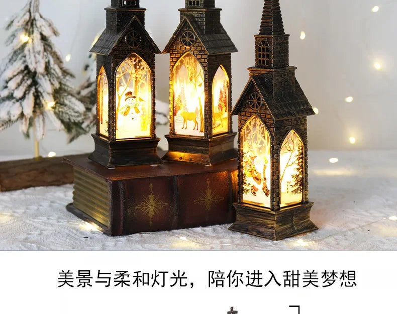 Christmas Light Up Church Decorative Battery Operated Lantern Ornament Light Up Holiday Ornaments Christmas Decorations for Kids