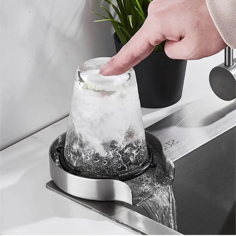 Stainless Steel High Pressure Automatic Cup Washer Bar Glass Rinser Bar Kitchen Beer Milk Tea Cup Cleaner Sink Accessories