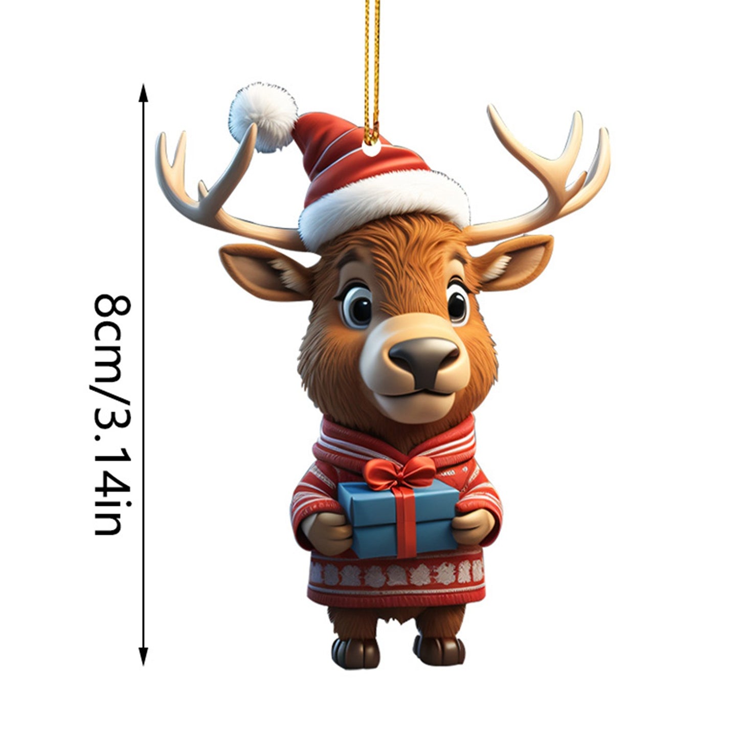 Cartoon Christmas Deer Car Hanging Decor Christmas Tree Pendant 2023 Home Xmas Party Decoration For 2024 New Year Decor Gifts