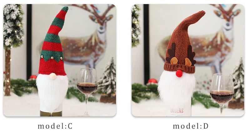 Christmas Wine Bottle Cover Merry Christmas Decorations For Home 2024 Christmas Ornament Xmas Navidad Natal Gifts New Year 2025