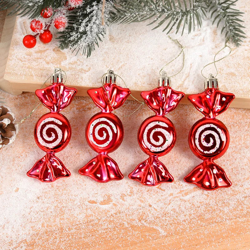 6pcs/box Christmas Candy Pendant Xmas Tree Hanging Ornaments Christmas Decorations For Home 2023 Navidad Noel New Year Kids Gift