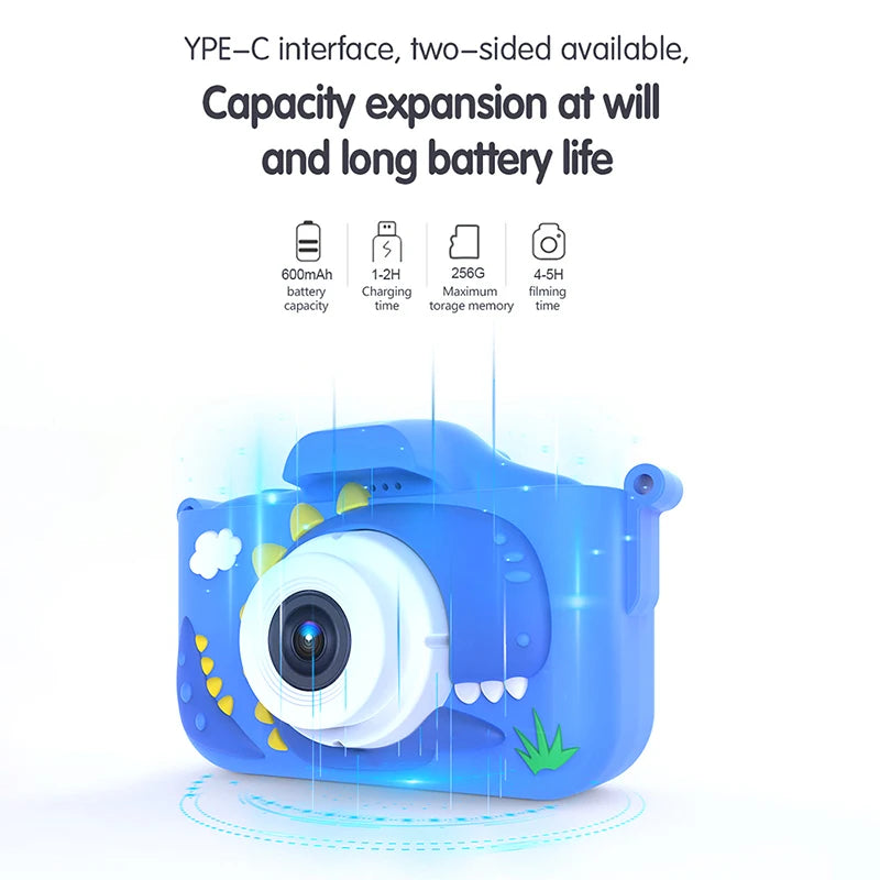 Kid Mini Camera 1080P Cartoon Selfie Toddler Digital Video Camera Toys With 32G SD Card for Boys/Girls Christmas Birthday Gifts