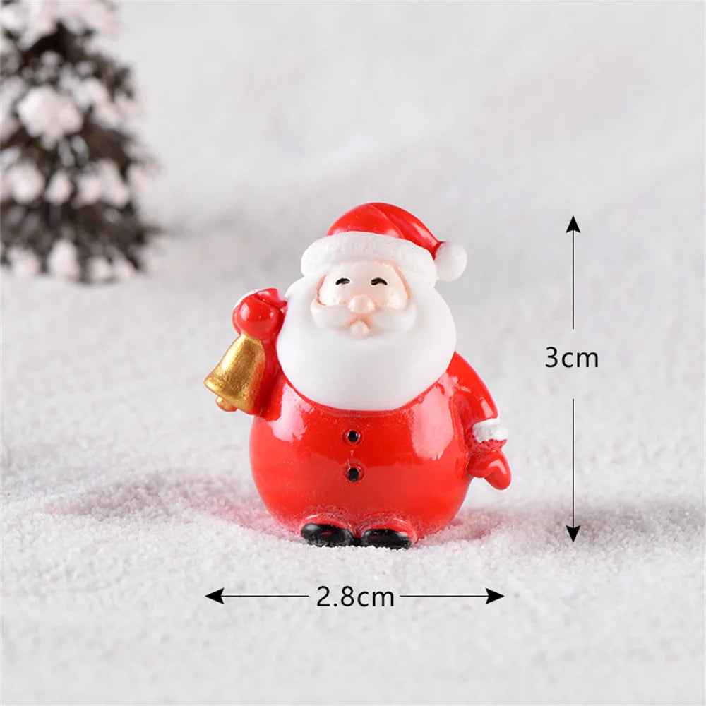 Christmas Mini Resin Figurines Miniatures Santa Claus Snowman Elk Ornament Micro Landscape Merry Xmas Ornament Decoration 2024