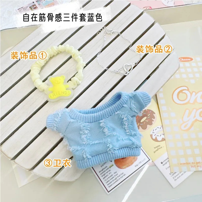 17cm Labubu Clothes Cute Mini Plush Doll's Outfit Accessories Suit Overalls Dress Hairpin for Labubu Dolls Fans Children Gift