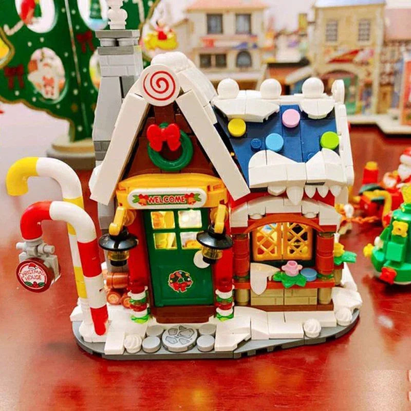 Mini Building Blocks Cute Christmas House Assembled Bricks for Adults and Children Cartoon Toys Gifts Home Furnishings