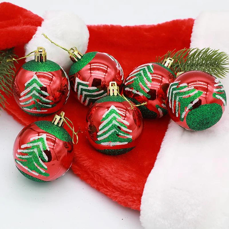 6Pcs/box 6cm Christmas Ball Ornaments Xmas Tree Hanging Pendant Christmas Decorations for Home 2024 Navidad Natal New Year Gift