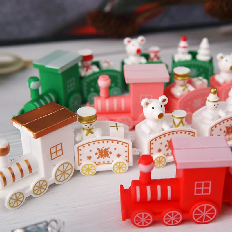 Merry Christmas Train Plastic Ornaments Christmas Cake Decoration for Home 2023 Xmas Kids Gift Navidad Party Happy New Year 2024