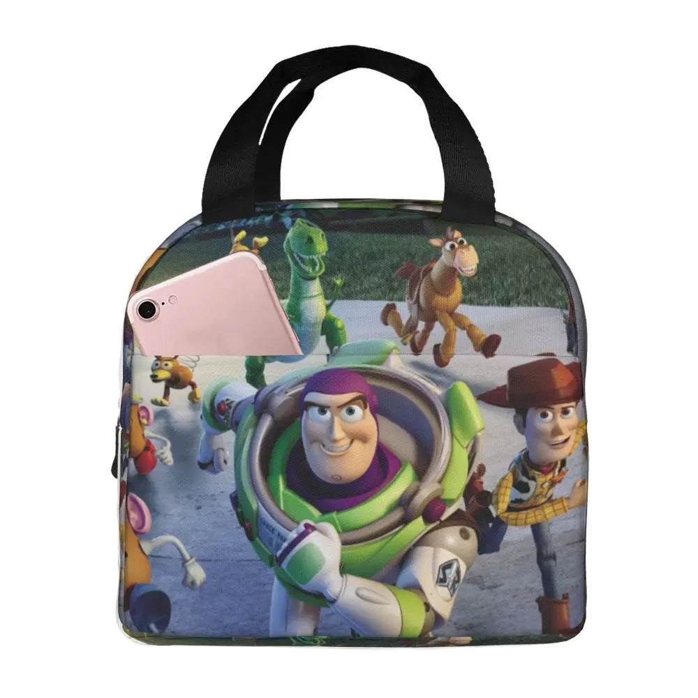 Custom Toy Story Buzz Ranger Suit Insulated Lunch Bag Reusable Thermal Cooler Bento Box For Women Food Container Tote Bags