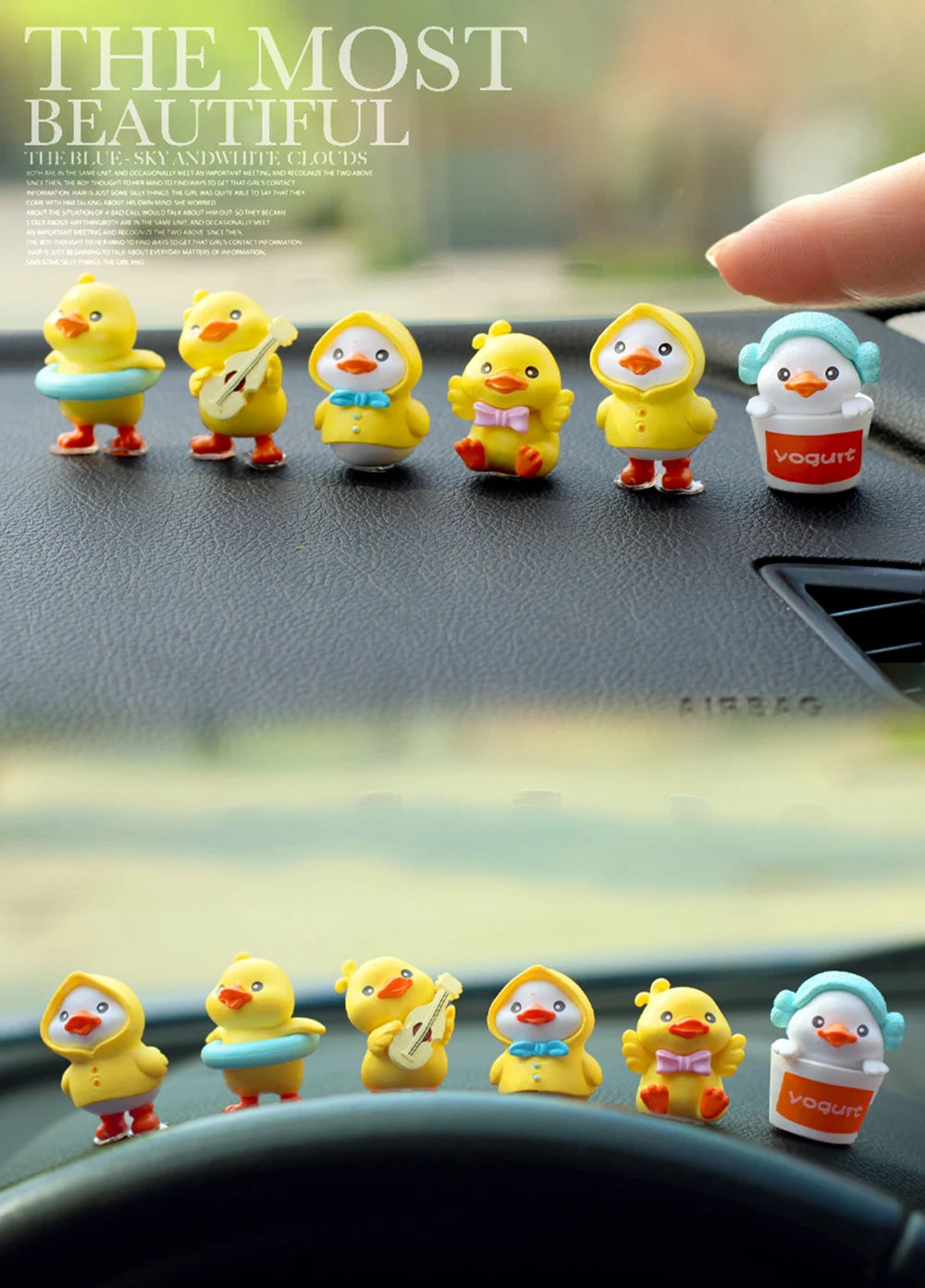 Anime Figure Swing Duck Model Decor Little Yellow Duck Auto Rearview Mirror Hanging Pendant Cute Car Ornaments Accessories Gifts