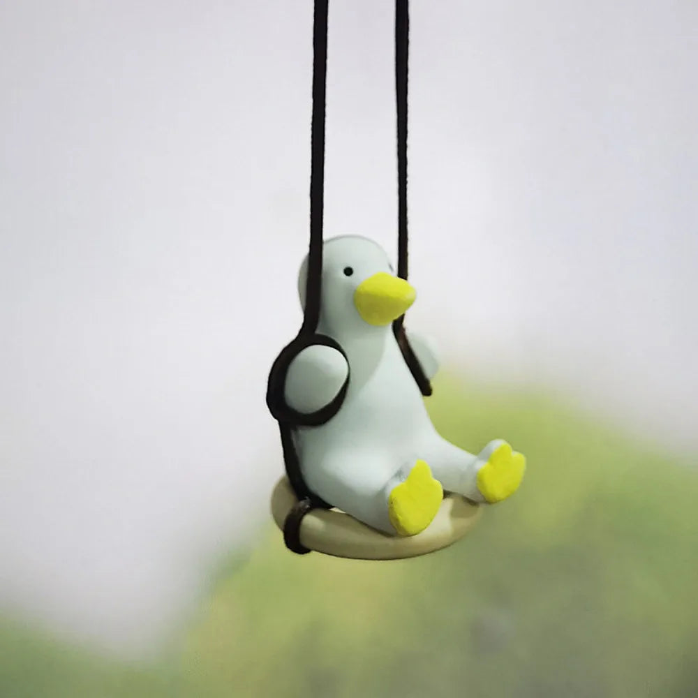 Car Pendant Cute Anime Little Duck Swing Auto Rearview Mirror Hanging Ornaments Interior Decoraction Accessories for Girls Gifts