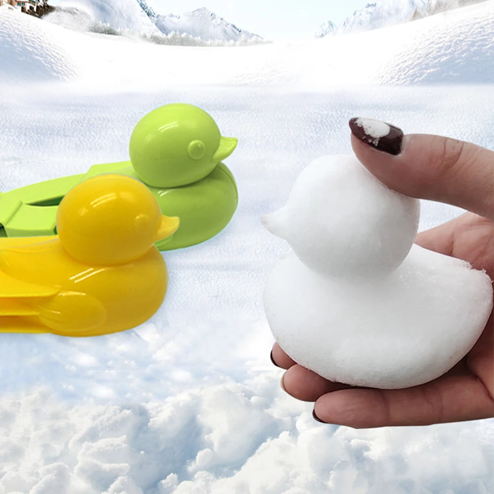 Cute Duck Shaped Snowball Maker Clip Children Outdoor Plastic Winter Snow Sand Mold Tool for Snowball Fight Outdoor Fun Sports