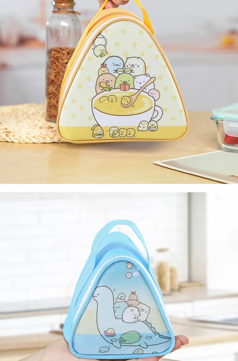 Breakfast Insulation Thermal Bag Small Triangular Rice Ball Lunch Box Bags Cute Portable Food Bento Fresh Pouch for Women Kids