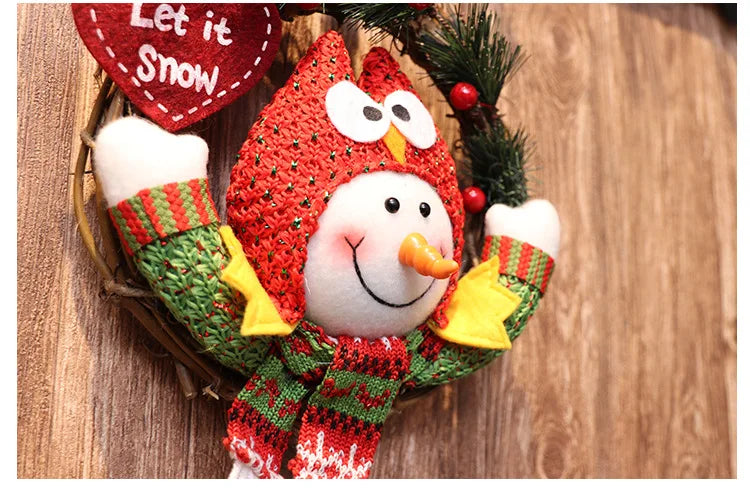 Elk Snowman Rattan Circle Christmas Flower Wreath Shopping Mall Window Christmas Tree Christmas Decorations Children's Doll