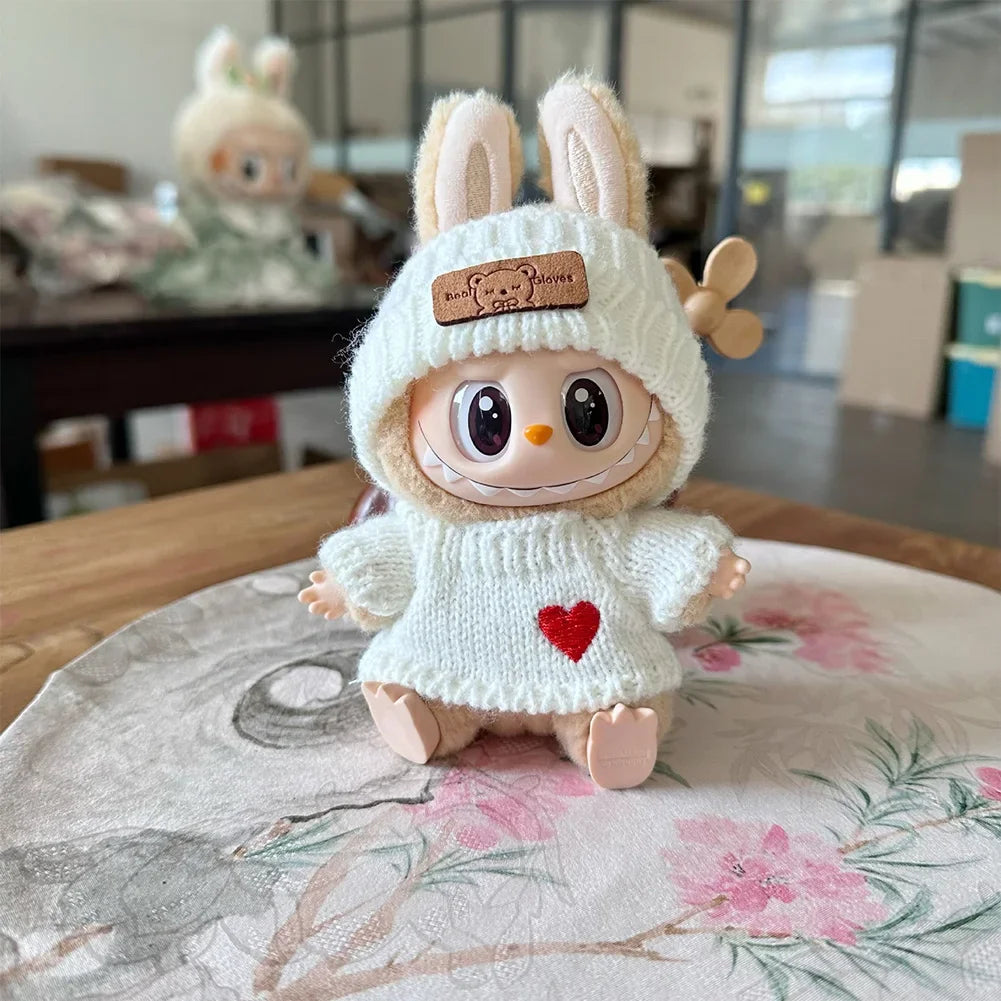 17cm Mini Plush Doll'S Clothes Outfit Accessories for Korea Kpop Exo Labubu Idol Flower Shirt Leather Jacket Skirt Clothing Gift