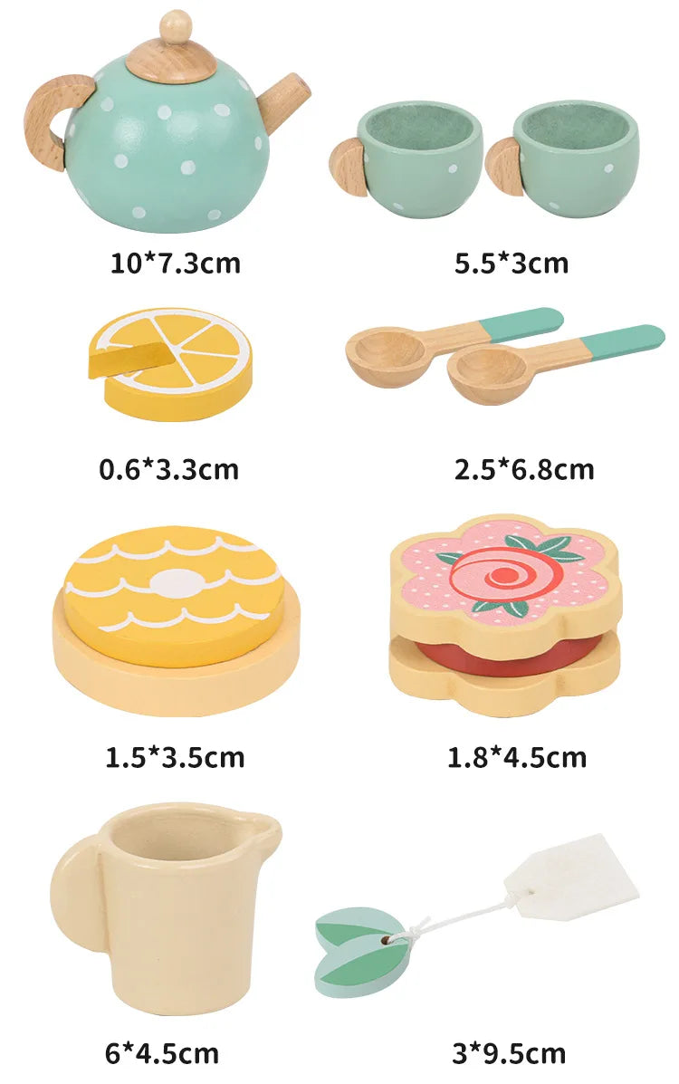 Wooden Simulation Dessert Rack Afternoon Tea Set Toy Pretend Play Food Learning Role Play Game Early Educational Puzzle Toys