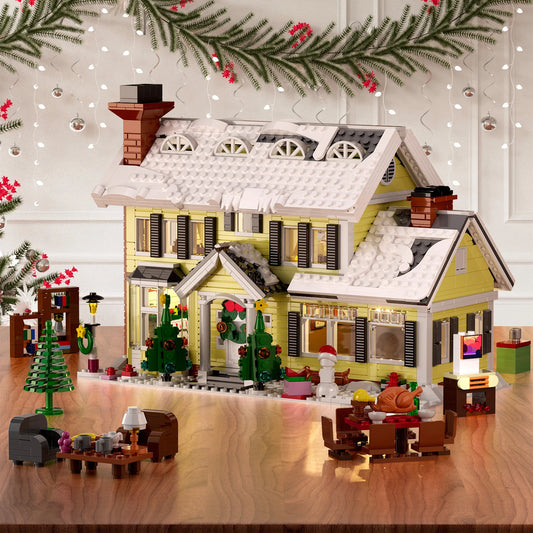 MOC Christmas Winter Village Cafeby Building Holiday Cottage Streets Cape Reindeer Santa Claus Blocks Kids Friend Toys